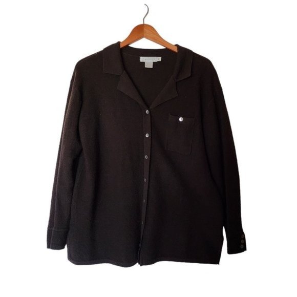 Tweeds Women's Brown 100% Merino Wool Long Sleeve Cardigan Shaket M Medium Jacke - Picture 8 of 16